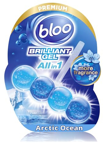 Bloo Brilliant Gel All in 1 Toilet Rim Block Cleaner, Arctic Ocean Fresh Scent, for All-Around Cleanliness, Long Lasting Freshness and Brilliant Shine.