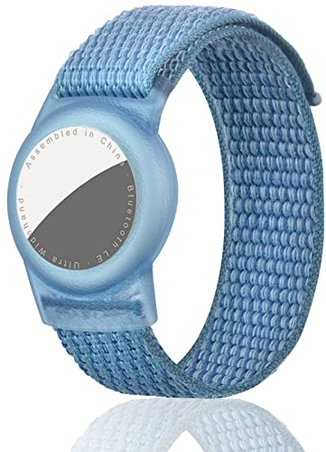 Dingfeiyu Nylon für Airtag Armband Kinder, Anti-Lost, Anti-Kratz-Schutz für die Positionierung des Bracelet für Apple AirTag Wasserdicht (Blau)