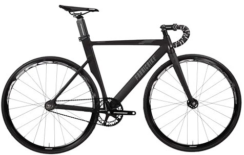 FabricBike AERO - Fixed Gear Bike, Single Speed Fixie Bicycle, Aluminium Frame and Carbon Fork, Wheels 28, 5 Colours, 3 Sizes, 7.95 kg (M size) (Matte Black & Graphito, M-54)