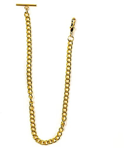 YECSOSS Men's Pocket Watch Chain Albert Chain, Gold Vest Chain with T-bar