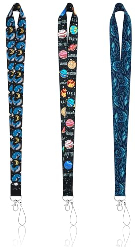 Amabro 3 Stück Schlüsselband Zum Umhängen,Planet Schlüsselanhänger Band,Wal Lanyard Keychain Schlüsselband Lang Umhängeband Ausweis Schlüsselbänder Schlüsselbund Aufdruck Ausweishalter Niedliches