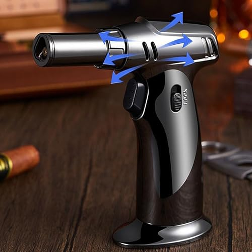 XUBX Bruciatori da Cucina Torcia Cucina, Professionale Accenditore a Torcia Bruciatore Cucina a Fiamma Regolabile Butano da Cucina Torcia a Gas, Con Serratura di Sicurezza (gas butano non incluso)