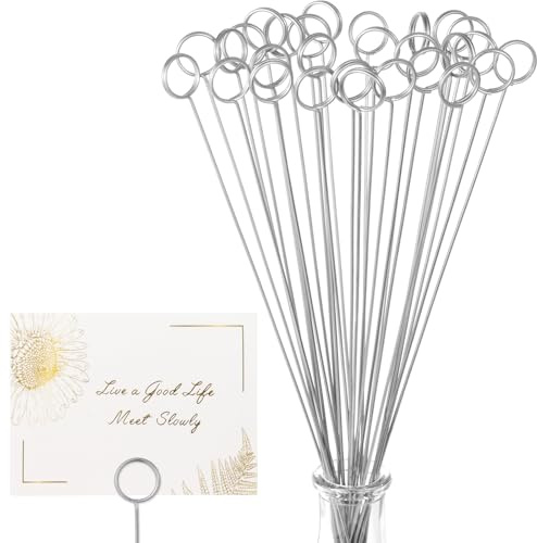 Avsty 30Pcs Floral Card Holder Picks-Wire Place Card Holder for Wedding