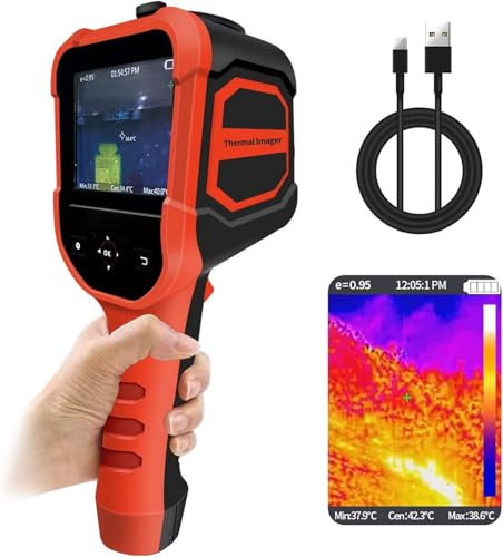 WapoRich IR Wärmebildkamera, 206 * 156 Infrarot Handdetektor Kamera Detektor Hoher Auflösung und 300.000 Pixeln 3,5-Zoll-Farbdisplay Integrierte 6 GB Micro-SD-Karte zum Speichern des Bilds