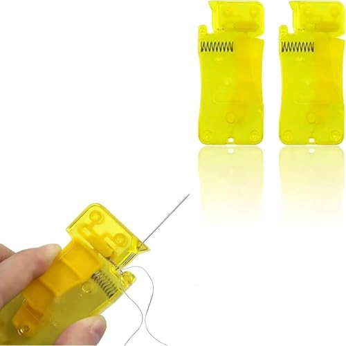 2 infila aghi gialli facili da infilare, macchina automatica per infilare rapidamente l'ago, infila ago manuale in plastica per non essere in grado di infilare da soli, strumenti da cucito, infila