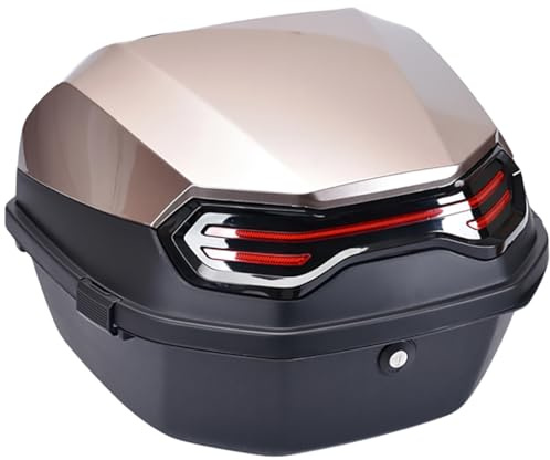 Baúl Superior para Motocicleta, Impermeable, Universal, con Cerradura para Guardar Casco, Scooter y ciclomotor, con Placa Base.Brown,35L