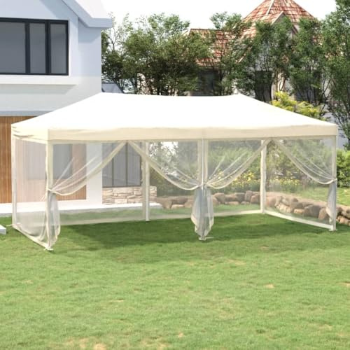 Fällbart festtält med sidoväggar grädde 3 x 6 m