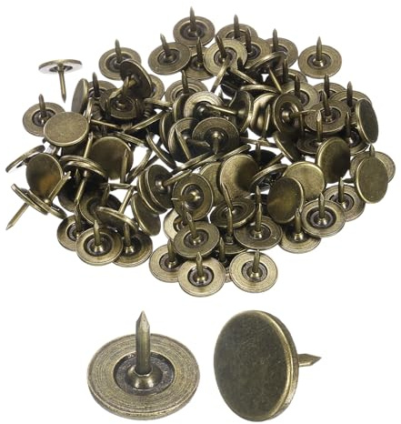 QUARKZMAN 150 Piezas Clavos de Tapicería Clavo de Pulgar Clavos Bronce | de Cabeza Plana de 11mmx10mm, Decorativos, Alfileres para Muebles de Sofá y Cabeceros, para Muebles