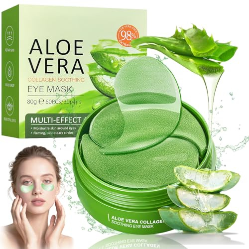 60 Pezzi Patch Occhi Idratanti con Aloe Vera, Maschera Idratante Anti-Occhiaie e Anti-Borse, Cerotti Rinfrescanti per Occhi per Rughe e Puffiness, cura degli occhi, idratante, rinfrescante
