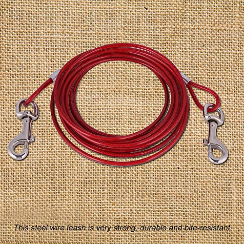Yctze : Cable de Amarre para Perros de Acero Inoxidable - Correa de Alambre de Acero para Perros Picnic para Acampar Cuerda de Cable Fuerte para Mascotas 5 Mm * 5 M - Correa Doble para de Amarre