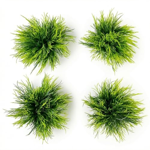 Zimoer Lot de 4 Plante Aquarium Artificielle avec Base Lestée, Décoration Aquarium Réaliste 15cm, Plantes en Plastique Souple pour Poissons et Décoration Aquatique (Vert, 15 x 15 x 9 cm)
