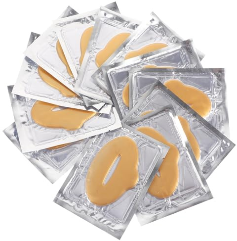Abaodam Almohadillas Labiales Exfoliantes Hidratantes de Fibra Vegetal Dorada para Cuidado y Nutrición, 25 Piezas para Uso en Casa o Banquetes