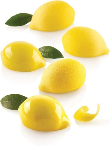 Stampi in Silicone Frutta Realistica 3D per Pasticceria – Set con Varianti Chicco Caffè, Limone Lime, Cacao e Pistacchio con Cutter, Stampo Professionale per Mousse, Semifreddi (Limone Lime)