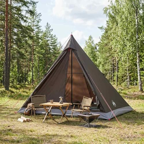 Ordellia Tienda de trekking marrón y gris para 2 personas, poliéster 185T con revestimiento de poliuretano, 225 x 130 x 142 cm, ligera e impermeable, incluye piquetas, correa y bolsa de transporte