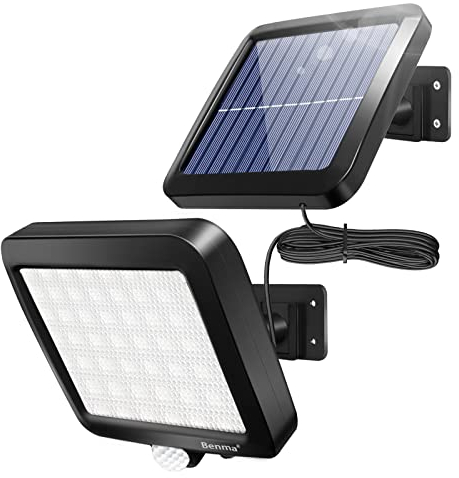 BENMA Solarlampen für Außen mit Bewegungsmelder, Solar Led Strahler 120° Superhelle Solar Aussenleuchte mit Bewegungsmelder, IP65 Wasserdichte Garten Sicherheits Wandleuchte mit 5m Kabel