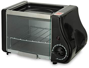 JKDKK Horno Mini Horno Eléctrico Asado Sartén Tostadora Tostadora Torta Máquina Para Hornear Pan Huevos Fritos Omelette Sartén Desayuno, 3