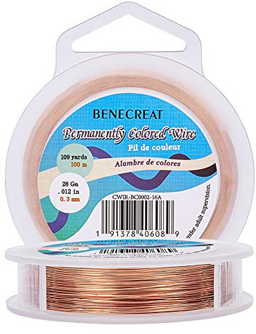 BENECREAT 28 Gauge/0.3mm Bare Copper Wire with Oil Coated, Tarnish Resistant Copper Wire for Jewelry Craft Making, 330-Feet/100m