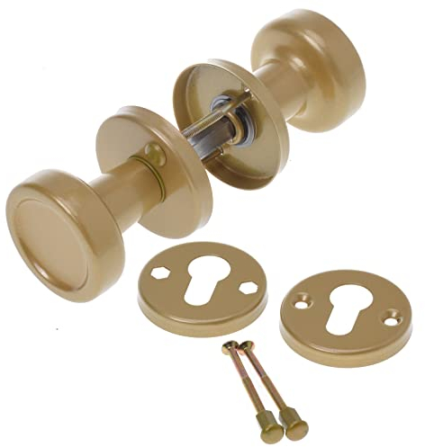 Aqbau® Pomello girevole per porta con rosetta PZ | Pulsante | Pomello | Set completo di pomelli con bulloni e viti (oro)