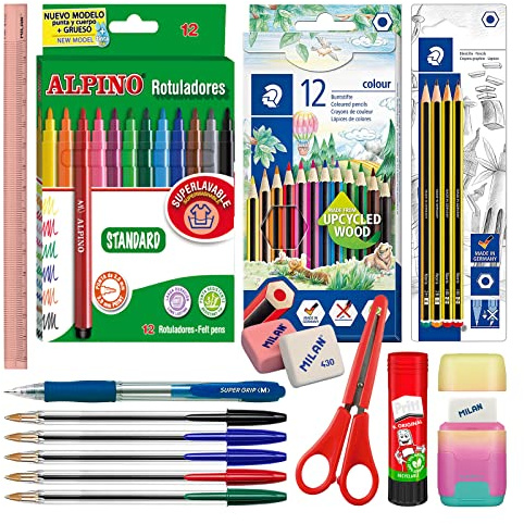 EcoPack - Pack Ahorro Completo de Material Escolar de Primeras Marcas para tu Estuche (ECO40)