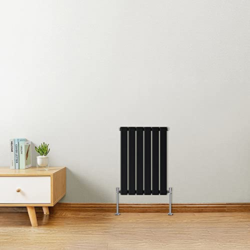 Warmehaus Horizontal Designer Radiator Flat Panel Modern Heating Single Black Radiator 600x410mm