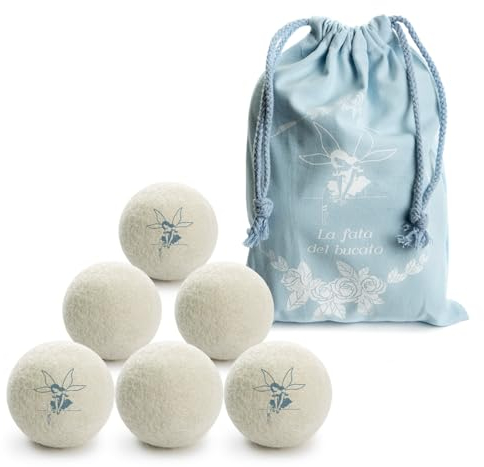 LUMINER® Boules de séchage en laine, 6 boules de séchage anti-froissage et capturer les cheveux avec huile essentielle d'arbre à thé, boules de séchage en laine avec diffuseur de parfum de lessive