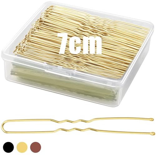 Mbsomnus 200PCS Hair Pins for Buns 7cm Bobby Pins Blonde U-Shaped Hair Pins | Long Bun Pins with Storage Box, Hair Grips for Women, Girls, Wedding Styling, Home Use