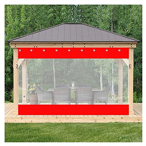 Transparent Tarpaulin Waterproof Windproof Curtains Weather Resistance Car Wash Door Curtain with Reinforced Eyelets for Gazebo Garage Outdoor (Color : Red Size : 3x2m)