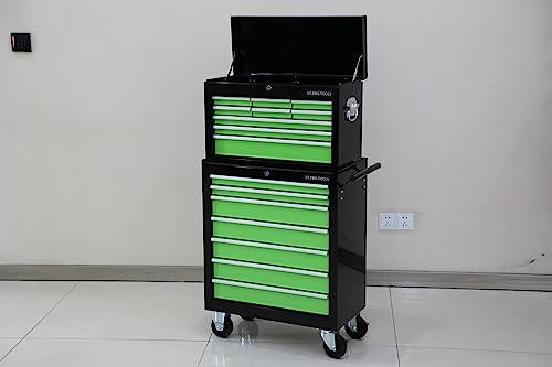 US PRO TOOLS GREEN BLACK 16 drawer roller cabinet tool chest