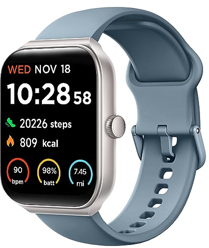 TOOBUR Smartwatch Alexa Eingebaut mit Telefonfunktion,1.95 Fitnessuhr mit Herzfrequenz Schrittzähler Schlafüberwachung IP68 Wasserdicht Kompatibel iOS & Android für Herren 44 mm