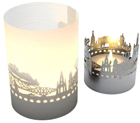 Edinburgh Skyline Tube T-Light skuggspel – förtrollande motivljus | Projicerad silhuett från Edinburgh | Souvenir för Edinburgh-fans