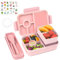 Bugucat Brotdose Kinder mit Fächern 1300ML 3PCS, Lunchbox Kinder Auslaufsicher mit 4 Fächern, Bento Box Lunch Box mit Fächern für Kinder Erwachsene, Frühstücksbox Vesperdose für Jungen&Mädchen Rosa