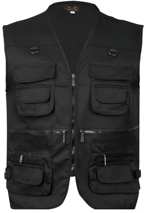 LBL Men's Fishing Vest Outdoor Work Safari Travel Vest Multi Pockets Waistcoat Camping Hunting Photography Outerwear Gilet JW612 Black L