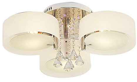 Queeucaer Klassischer Glas Kristall Kronleuchter Lampenschirm Hängelampe Hängeleuchte Deckenlampe LED E27 Flammig Wohnzimmer 3-7 Modern Pendelleuchte Mit Fernbedienung Kristalldekoration
