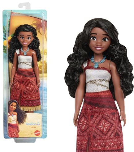Mattel Disney Vaiana 2 Muñeca de moda de Vaiana con 2 accesorios, ropa de quita y pon con collar y tobillera, inspirada en la película, JBT56