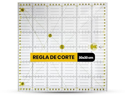 Snadi - Règle de Patchwork 30 x 30 cm | Coupe Précise pour Couture et Loisirs Créatifs | Règles de Patronage | Acrylique Durable | Visibilité sur Tissus Foncés | Quilting | Transparent