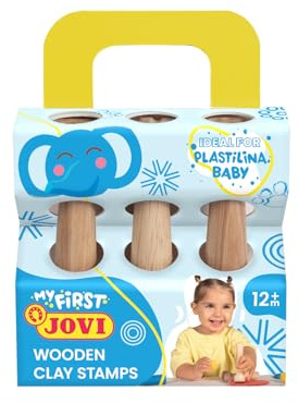 Jovi Baby Plasticine 3 trästämplar, olika mönster, modelleringsverktyg för barn från 12 månader (379/3WS)