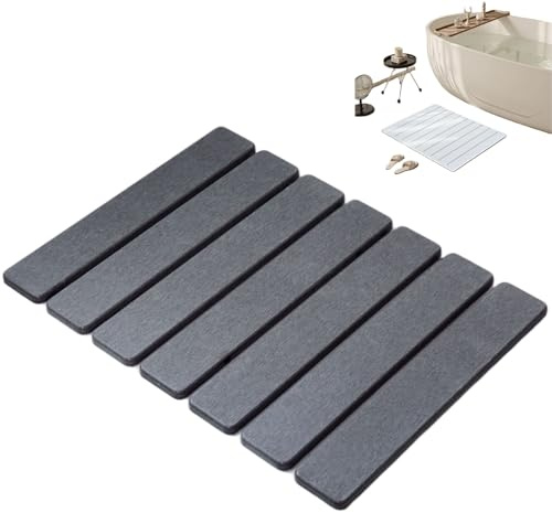 Alfombrilla de baño de Piedra de diatomita 40 x 30cm ultraabsorbente y de Secado rápido Plegable y Antideslizante Ideal para el Suelo de la Ducha de la Cocina Color Gris Claro (Gris Oscuro)