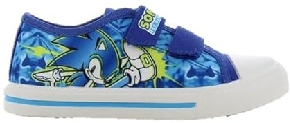 E plus M Sonic The Hedgehog - Scarpe da ginnastica per bambini, leggere, con chiusura in , ideali per la scuola, il tempo libero, taglia 25-32, Azzurro, 32 EU