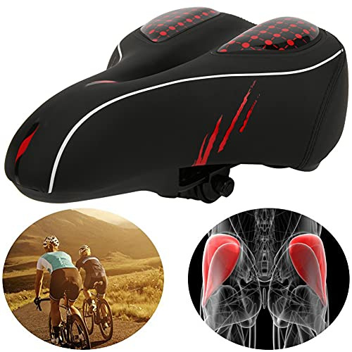 Qudinip Asiento de Sillín de Bicicleta Big Bum Cojín de Silicona Suave con Bola de Suspensión para Comodidad en Ciclismo Ideal para Ciclismo de Montaña 1 Unidad Blanco (Sillín Grande con Orificio