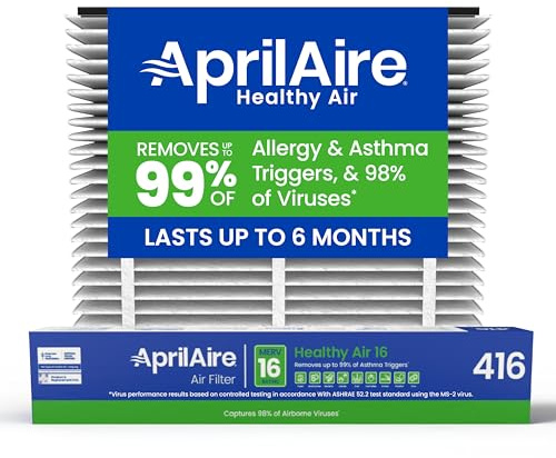 AprilAire 416 Replacement Filter for AprilAire Whole House Air Purifiers - MERV 16, Allergy, Asthma, & Virus, 16x25x4 Air Filter (Pack of 1)