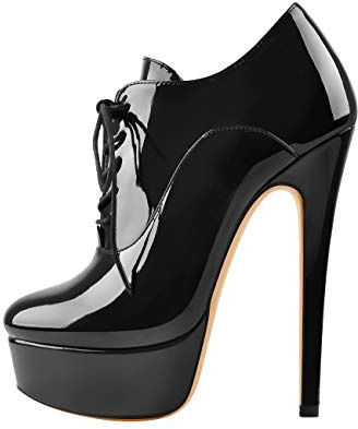 Only maker Women's Platform Boots Lace Up Stiletto Ankle Booties