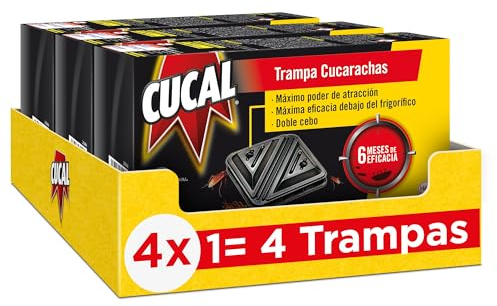 Cucal Insecticida Trampa Cucarachas Doble Cebo (pack de 3, total: 18 unidades), trampas para cucarachas con hasta 6 meses de eficacia, elimina cucarachas por contagio