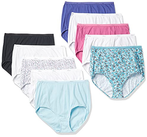 Hanes Women's Cotton High Waist Brief Underwear, 10-Pack