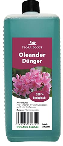 Konfitee Oleander Dünger Flora Boost 500ml I Für bis zu 100L Gießwasser I Dünger für Oleander & mediterrane Pflanzen I Flüssiger Blatt- & Wurzeldünger I 100% natürlicher Pflanzendünger