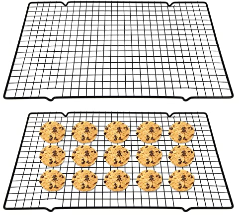 Lyaor 2 Pezzi Rack di Raffreddamento Antiaderente 40x25cm Grande Griglie di Raffreddamento per Torta Griglia di Cottura Cremagliera di Raffreddamento per Torte Biscotti Pane Pizza Pasticceria