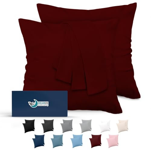 Kissenbezug 80x80 Burgunderrot 2er Set Mikrofaser Oeko-TEX Zertifiziert Dreamzie - Kopfkissenbezug 80x80 Weich