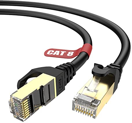 Lovicool Cat 8 Ethernet Cable 2M, 40Gbps/2000Mhz High Speed Round RJ45 Lan Network Cable, SFTP Shielded Internet Cable, Internet Patch Cord for Switch, Router, Modem, Patch Panel, PC