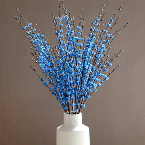 OUKEYI, 8 pezzi di fiori artificiali di gelsomino alti 75 cm, bouquet di fiori finti, piante di gelsomino artificiali, rami secchi per decorazioni di matrimoni, casa, feste, ufficio, fai da te (Blu