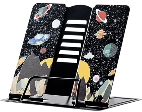 GmeDhc Leggio Libri in Metallo Regolabile, Supporti per Libri da Cucina Pieghevole, Multifunzione Leggio Libri Portatile, 6 Altezze Regolabile, per Libri Ricette Porta Copia Cellulare Tablet