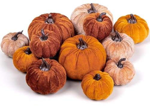 FiveMileBro 12 Pezzi zucche artificiali autunnali, set di decorazioni autunnali zucche, schiuma artificiale zucche, matrimonio autunnale halloween tavolo del ringraziamento decorazioni (A)